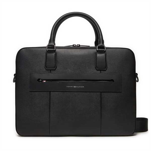 Taška na laptop Tommy Hilfiger Business Leather Computer Bag AM0AM12489 Čierna