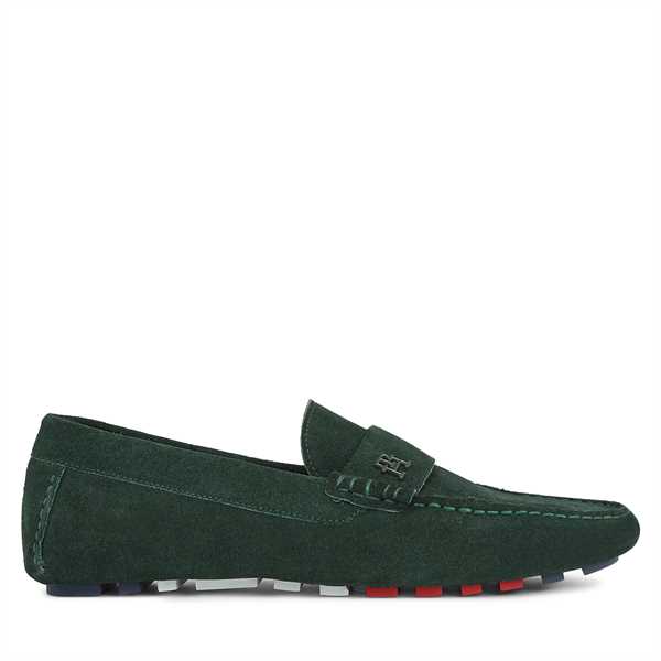 Mokasíny Tommy Hilfiger Th Classic Suede Driver FM0FM05000 Zelená