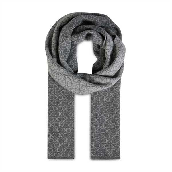 Šál Calvin Klein Ck Monogram Wool Scarf 30x180 K50K509703 Sivá