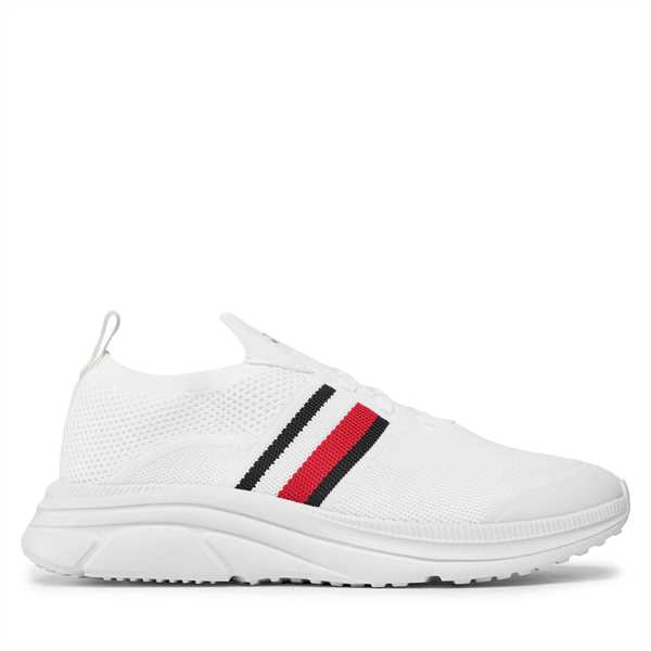 Sneakersy Tommy Hilfiger Modern Runner Knit Stripes Ess FM0FM04798 Biela