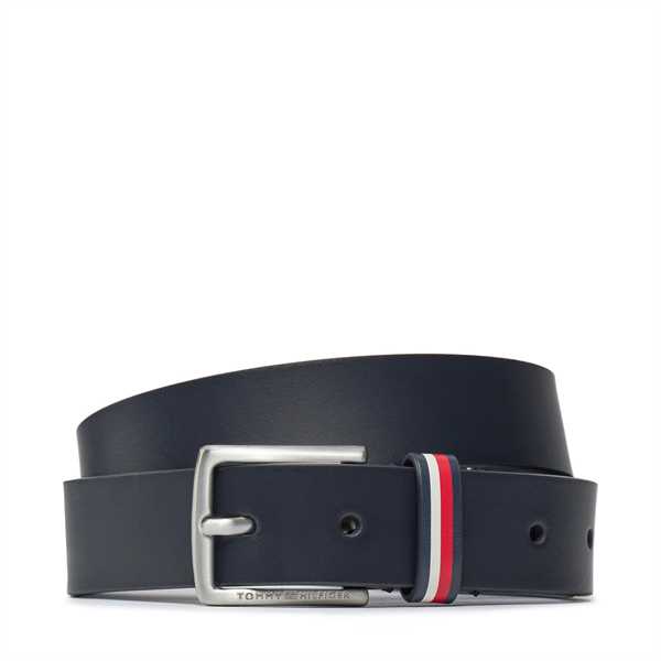 Detský opasok Tommy Hilfiger Leather Belt AU0AU01741 Tmavomodrá