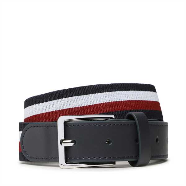 Detský opasok Tommy Hilfiger Elasticated Leather Belt AU0AU01742 Tmavomodrá