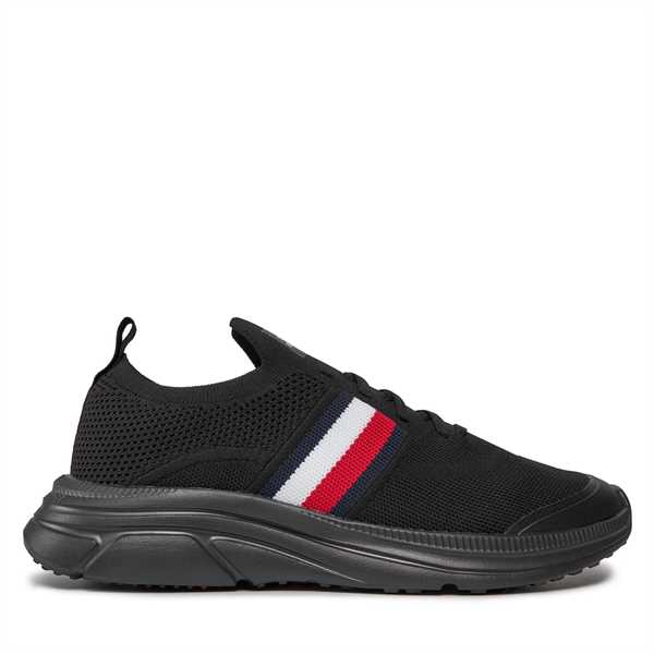 Sneakersy Tommy Hilfiger Modern Runner Knit Stripes Ess FM0FM04798 Čierna