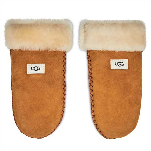 Detské rukavice Ugg K Sheepskin Mitten W Stitch 20095 Hnedá