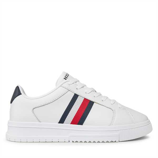 Sneakersy Tommy Hilfiger Supercup Lth Stripes Ess FM0FM04895 Biela