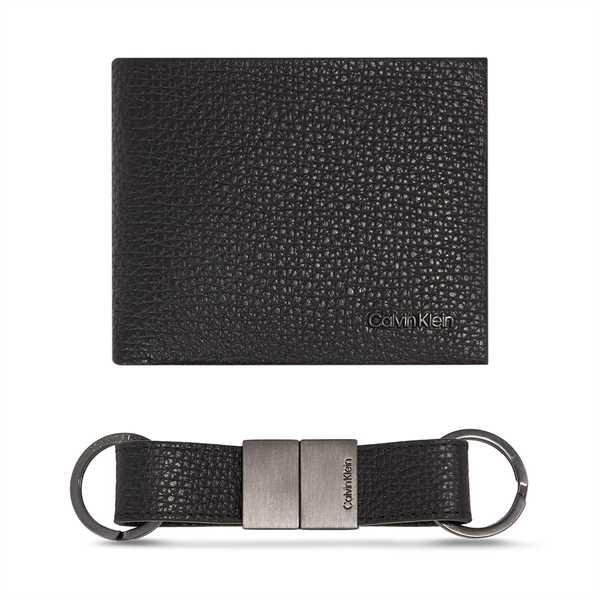 Sada peňaženka a kľúčenka Calvin Klein Gs Minimalism Bifold 5Cc+Keyfob K50K511023 Čierna