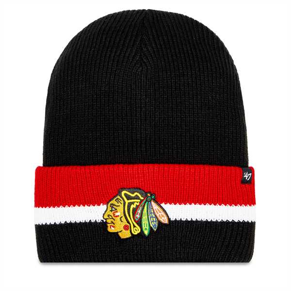 Čiapka 47 Brand NHL Chicago Blackhawks Split Cuff 47 H-SPLCC04ACE-BKA Čierna