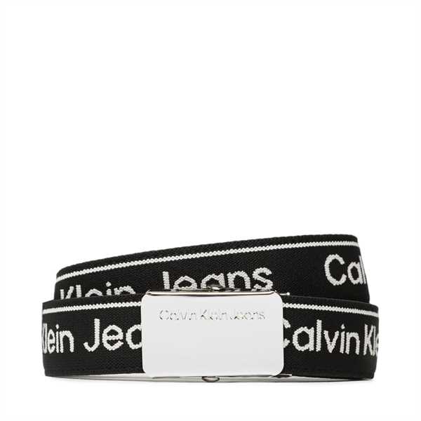 Detský opasok Calvin Klein Jeans Logo Taupe Buckle Belt IU0IU00393 Čierna