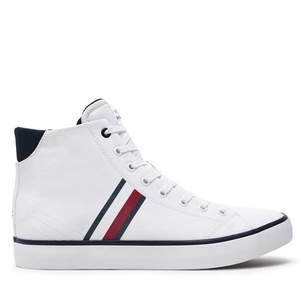 Sneakersy Tommy Hilfiger Th Hi Vulc Stripes Mesh FM0FM04948 Biela