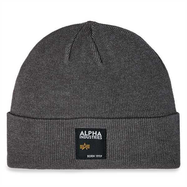 Čiapka Alpha Industries Label Beanie 118934 Sivá