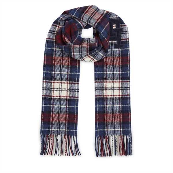 Šál Tommy Hilfiger Th Monogram Tartan Scarf AM0AM11984 Modrá