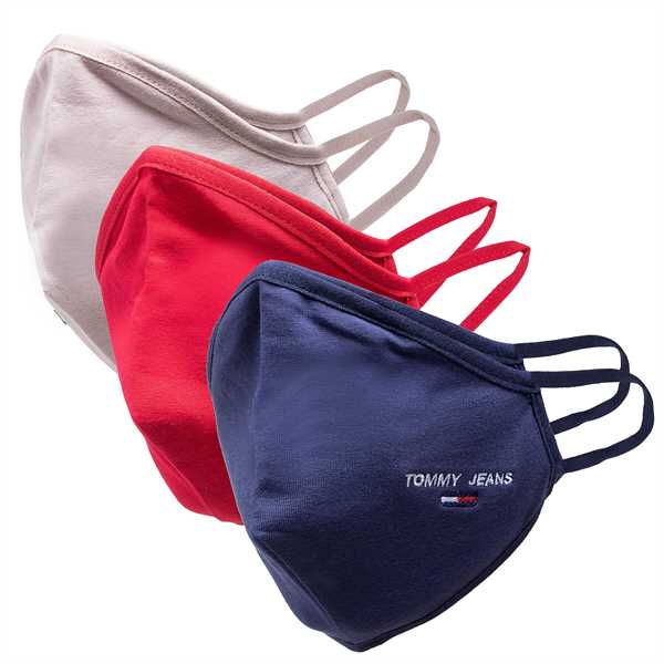 Sada 3 textilných masiek Tommy Jeans Tjm Face Cover 3-Pack AM0AM07682 Tmavomodrá