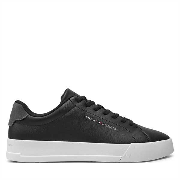 Sneakersy Tommy Hilfiger Th Court Leather Grain Ess FM0FM05297 Čierna