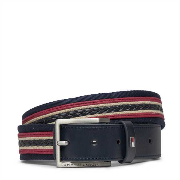 Pánsky opasok Tommy Hilfiger Oliver Webbing 3.5 AM0AM12049 Tmavomodrá