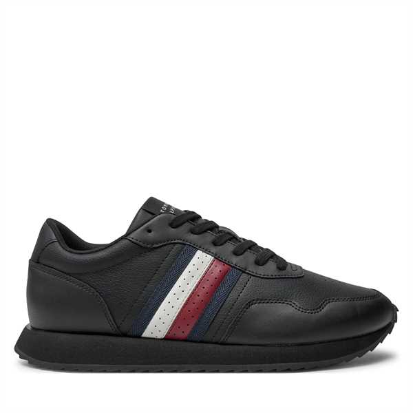 Sneakersy Tommy Hilfiger Runner Evo Lth Mix Ess FM0FM05121 Čierna