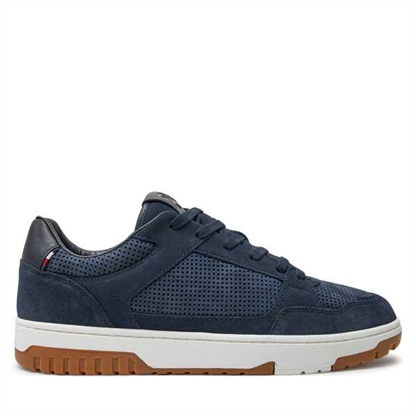 Sneakersy Tommy Hilfiger Th Basket Best Nubuck Mix FM0FM05119 Tmavomodrá