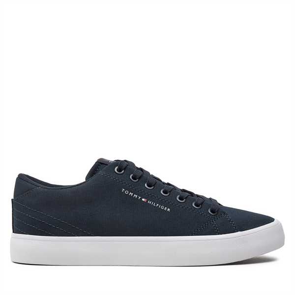 Tenisky Tommy Hilfiger Th Hi Vulc Low Canvas FM0FM04882 Tmavomodrá