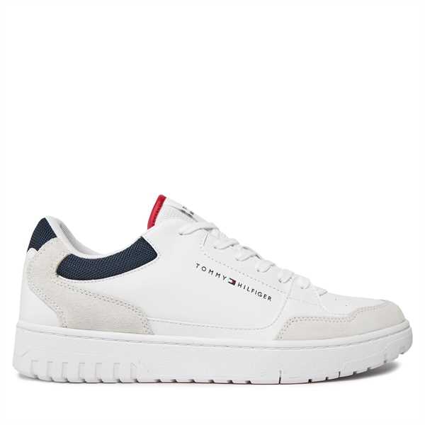 Sneakersy Tommy Hilfiger Th Basket Core Lth Mix Ess FM0FM05058 Biela