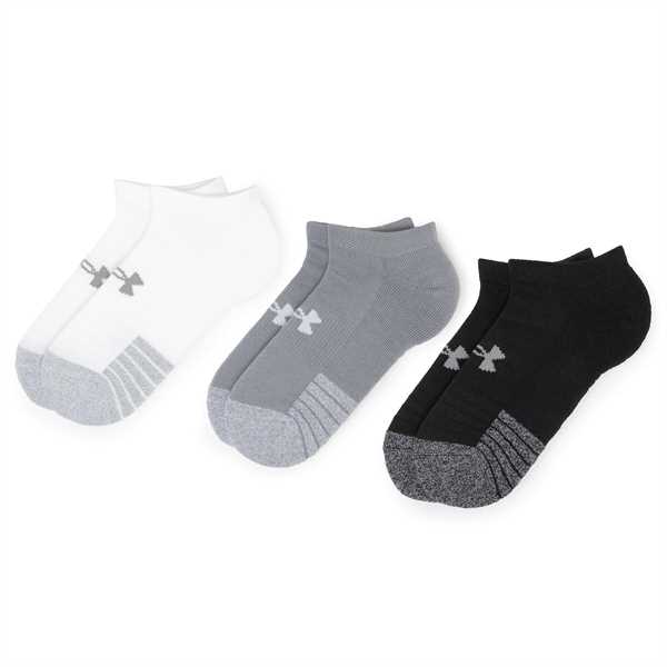 Súprava 3 párov kotníkových ponožiek unisex Under Armour Heatgear No Show Sock 1346755-035 Sivá