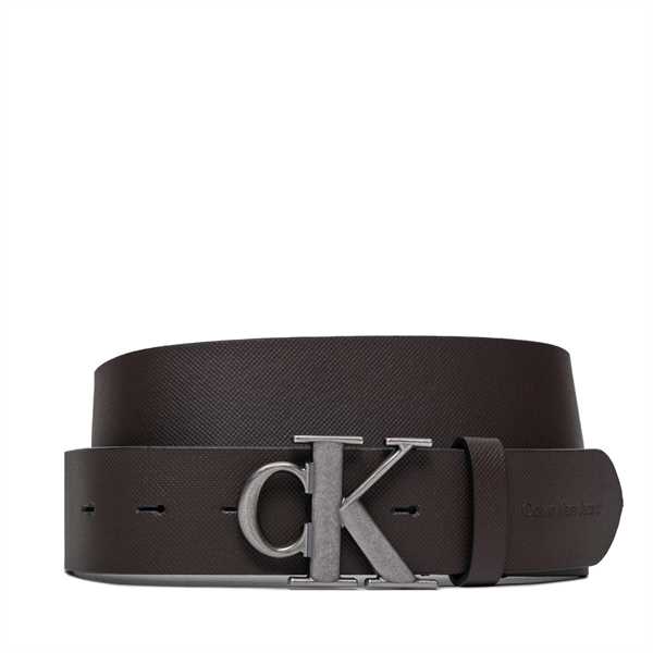 Pánsky opasok Calvin Klein Jeans Ro Mono Plaque Lthr Belt 40Mm K50K511418 Hnedá