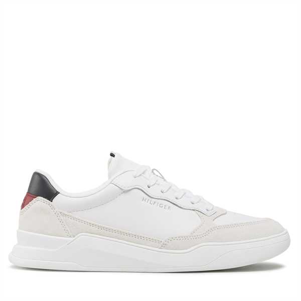 Sneakersy Tommy Hilfiger Elevated Cupsole Leather Mix FM0FM04358 Biela