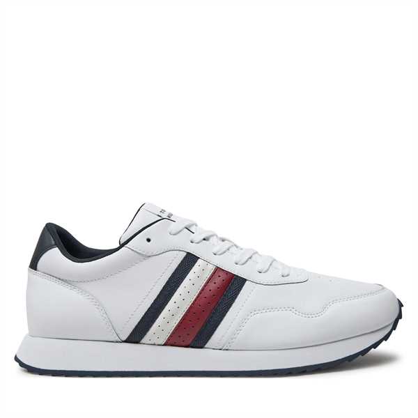 Sneakersy Tommy Hilfiger Runner Evo Lth Mix Ess FM0FM05121 Biela