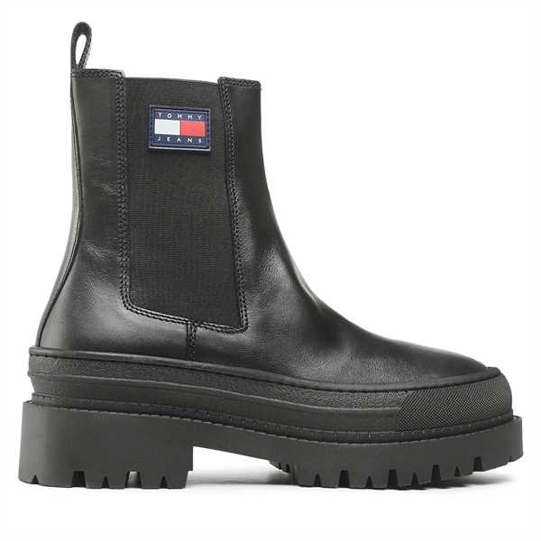 Členková obuv s elastickým prvkom Tommy Jeans Foxing Detail Chelsea Boot EM0EM01062 Čierna