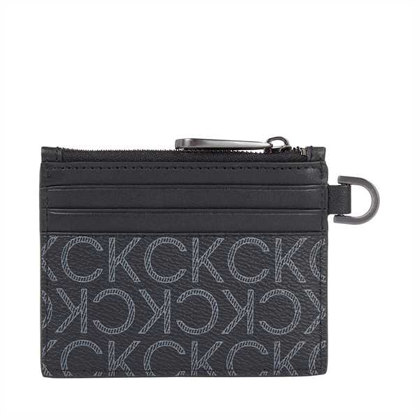 Puzdro na kreditné karty Calvin Klein Subtle Mono 6Cc Holder W/Zip K50K509236 Čierna