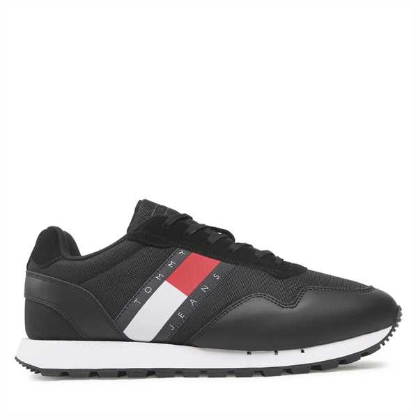 Sneakersy Tommy Jeans Retro Leather Runner EM0EM01081 Čierna