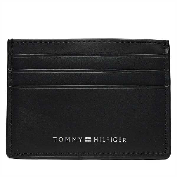 Puzdro na kreditné karty Tommy Hilfiger Th Spw Leather Cc Holder AM0AM11845 Čierna