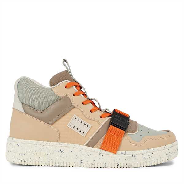 Sneakersy Tommy Jeans Tjm Basket Leather Buckle Mid EM0EM01288 Béžová