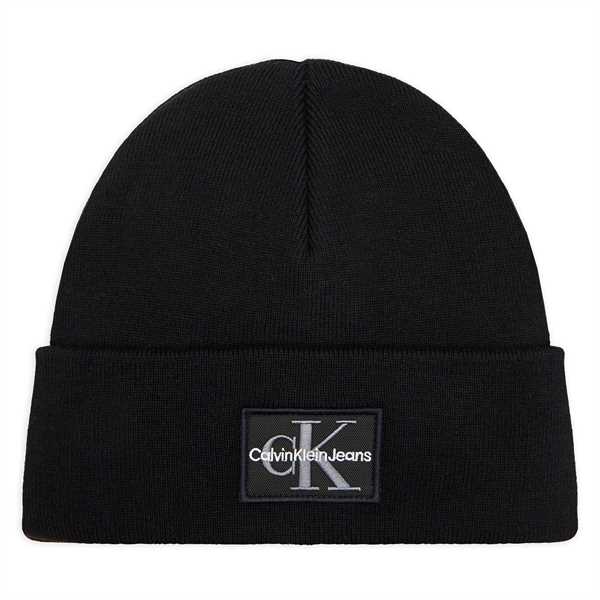 Čiapka Calvin Klein Jeans Mono Logo Patch Beanie K50K512148 Čierna