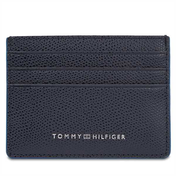 Puzdro na kreditné karty Tommy Hilfiger Th Struc Leather Cc Holder AM0AM11606 Tmavomodrá