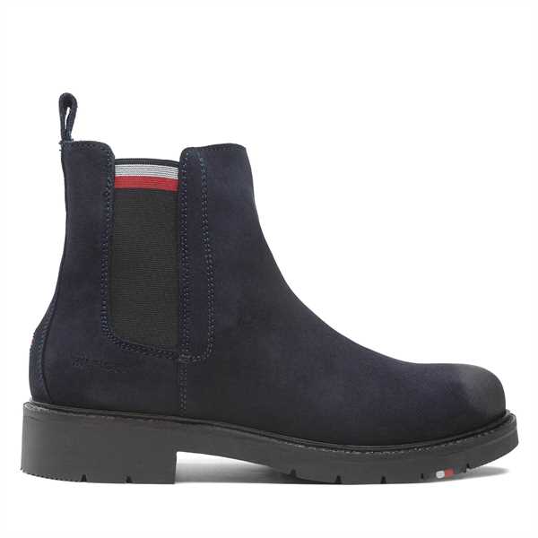 Členková obuv s elastickým prvkom Tommy Hilfiger Rwb Hilfiger Suede Chelsea FM0FM04202 Tmavomodrá