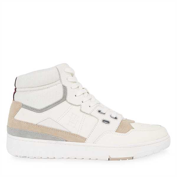 Sneakersy Tommy Hilfiger Th Basket Better Midcut Lth Mix FM0FM04793 Écru