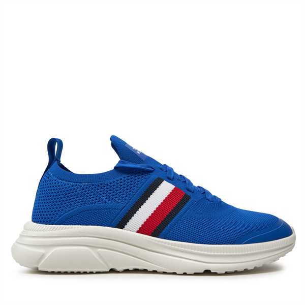 Sneakersy Tommy Hilfiger Modern Runner Knit Stripes Ess FM0FM04798 Modrá