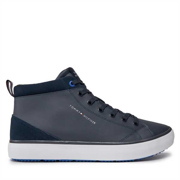 Sneakersy Tommy Hilfiger Th Hi Vulc Cleat Lth Mix FM0FM04883 Tmavomodrá