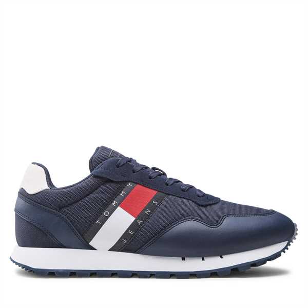 Sneakersy Tommy Jeans Retro Leather Runner EM0EM01081 Tmavomodrá