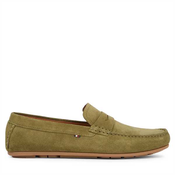 Mokasíny Tommy Hilfiger Casual Hilfiger Suede Driver FM0FM04998 Kaki