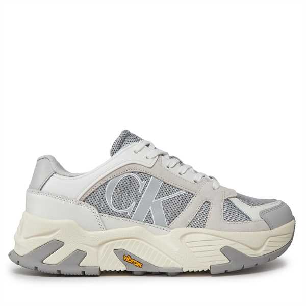 Sneakersy Calvin Klein Jeans Chunky Runner Vibram Lth Mix YM0YM00719 Sivá