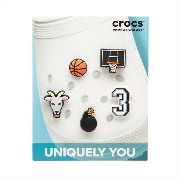 Ozdoba na topánky Crocs Jibbitz Basketball Star 5 pack 10009750 Čierna