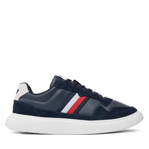 Sneakersy Tommy Hilfiger Light Cupsole Lth Mix Stripes FM0FM04889 Modrá