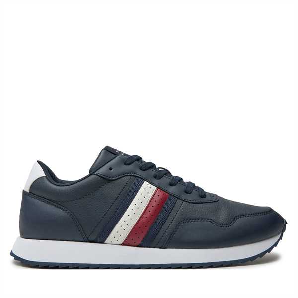 Sneakersy Tommy Hilfiger Runner Evo Lth Mix Ess FM0FM05121 Tmavomodrá