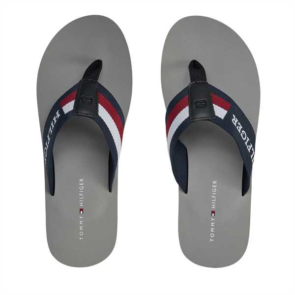 Žabky Tommy Hilfiger Corporate Monotype Beach Sandal FM0FM04913 Strieborná