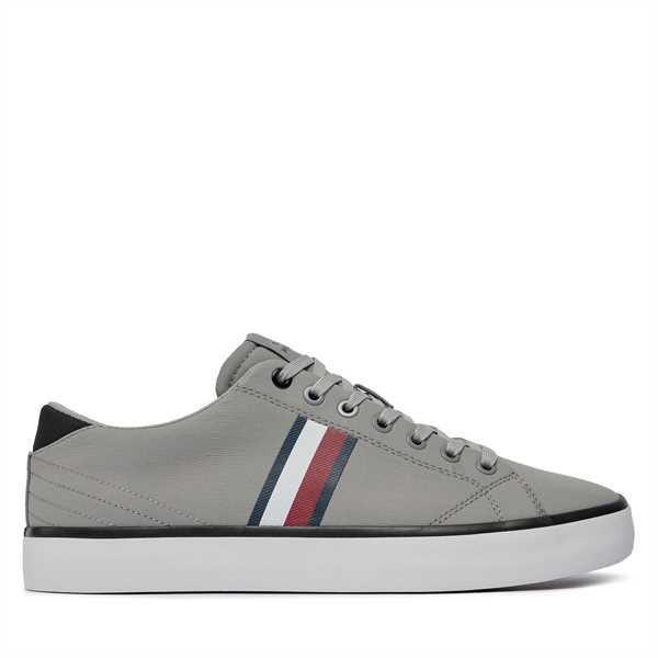 Sneakersy Tommy Hilfiger Th Hi Vulc Low Stripes Mesh FM0FM04946 Sivá