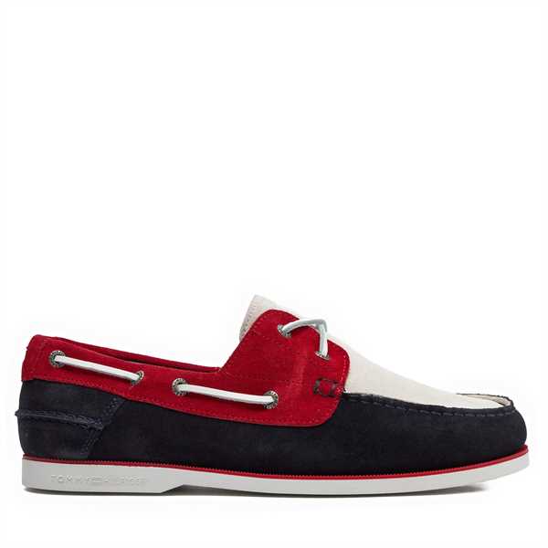 Mokasíny Tommy Hilfiger Th Boat Shoe Core Rwb Suede FM0FM04630 Tmavomodrá