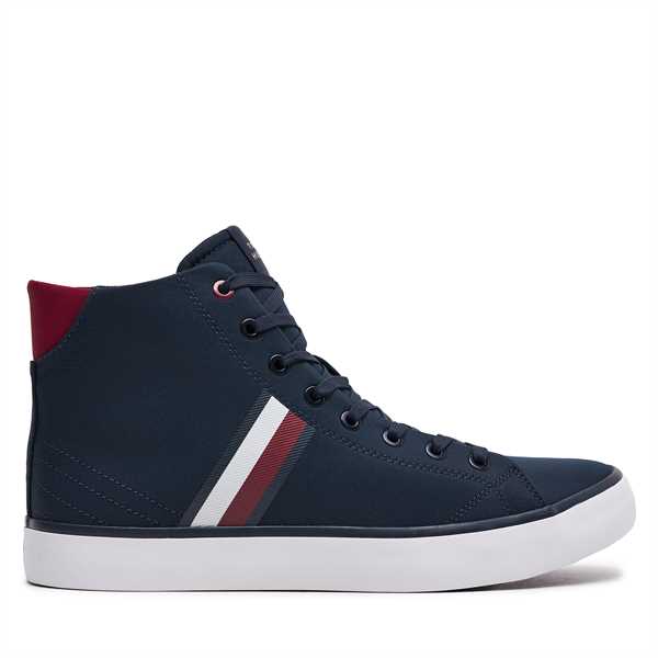 Sneakersy Tommy Hilfiger Th Hi Vulc Stripes Mesh FM0FM04948 Tmavomodrá