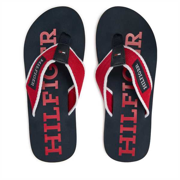 Žabky Tommy Hilfiger Patch Hilfiger Beach Sandal FM0FM05024 Červená