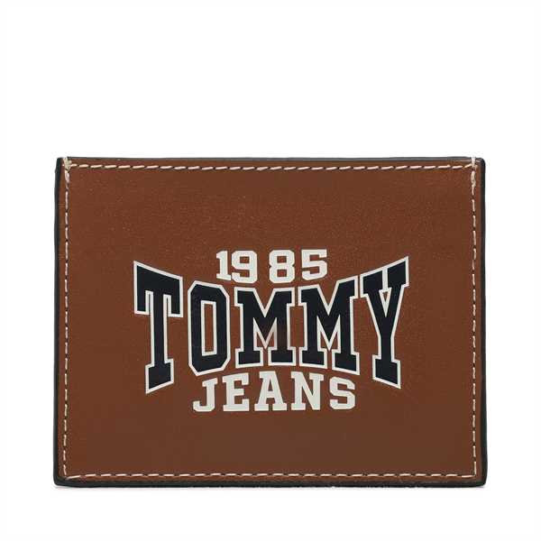 Puzdro na kreditné karty Tommy Jeans Tjm Leather Cc Holder AM0AM11427 Hnedá