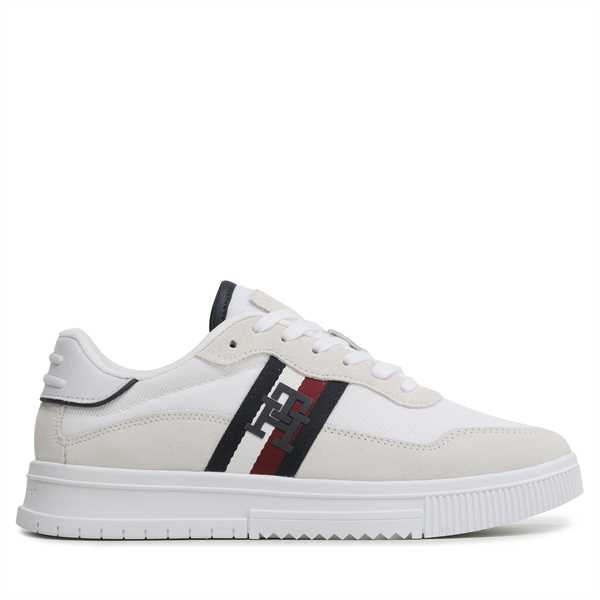 Sneakersy Tommy Hilfiger Supercup Mix FM0FM04585 Biela